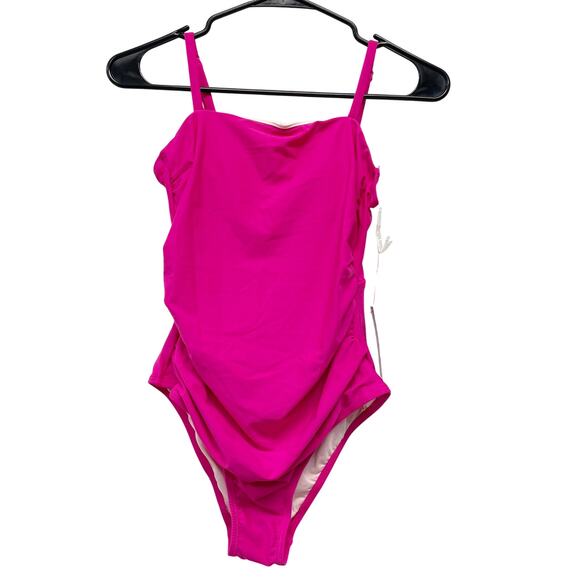 Cupshe Women's Square Neck Strappy Back One Piece Swimsuit Hot Pink Size XS - Picture 1 of 7